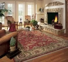 Cleaned area rug in nice living room with fire place