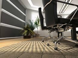 Cleaned commercial carpet floor in office, with office chairs